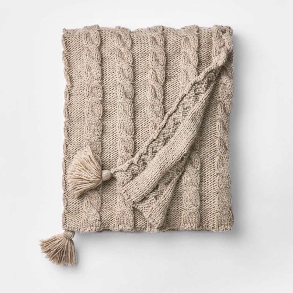 Knit Tassel Braided Throw Neutral — Threshold designed with Studio McGee